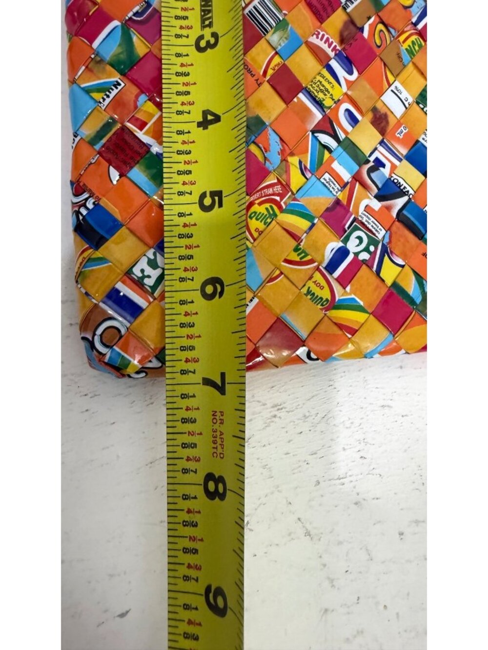 Handwoven Colorful Recycled Candy Wrapper Zipper Pouches Set Of 2 9x4.5" 10.5x7" - Picture 6 of 8